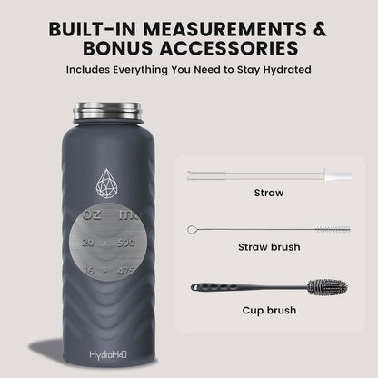Skiennix 24oz Stainless Steel Insulated Water Bottle - 48H Cold & 24H Hot, Leak-Proof, BPA-Free | Grey