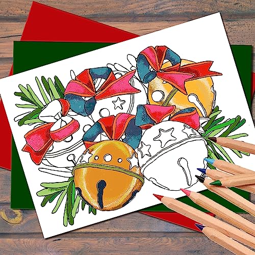 Adult Coloring Christmas Cards Set - Art Eclect 17B Holiday Greeting Cards
