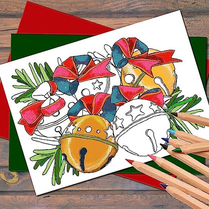 Adult Coloring Christmas Cards Set - Art Eclect 17B Holiday Greeting Cards