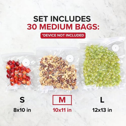 Chef Preserve Reusable Vacuum Sealer Bags - 30 BPA-Free Medium Food Storage Bags (10 x 11 in) | Odor-Resistant & Leak-Proof