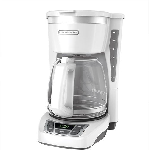 BLACK+DECKER 12-Cup Programmable Coffeemaker - White & Stainless Steel Finish