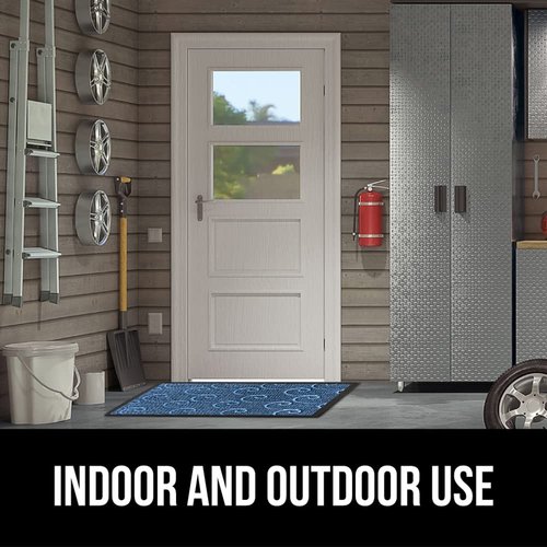 GORILLA GRIP 100% Waterproof All-Season WeatherMAX Doormat, 72x24, US Designed Natural Rubber, Stain and Fade Resistant, Low Profile Indoor Outdoor Door Mats, Easy Clean Patio Mat, Ocean Blue Waves
