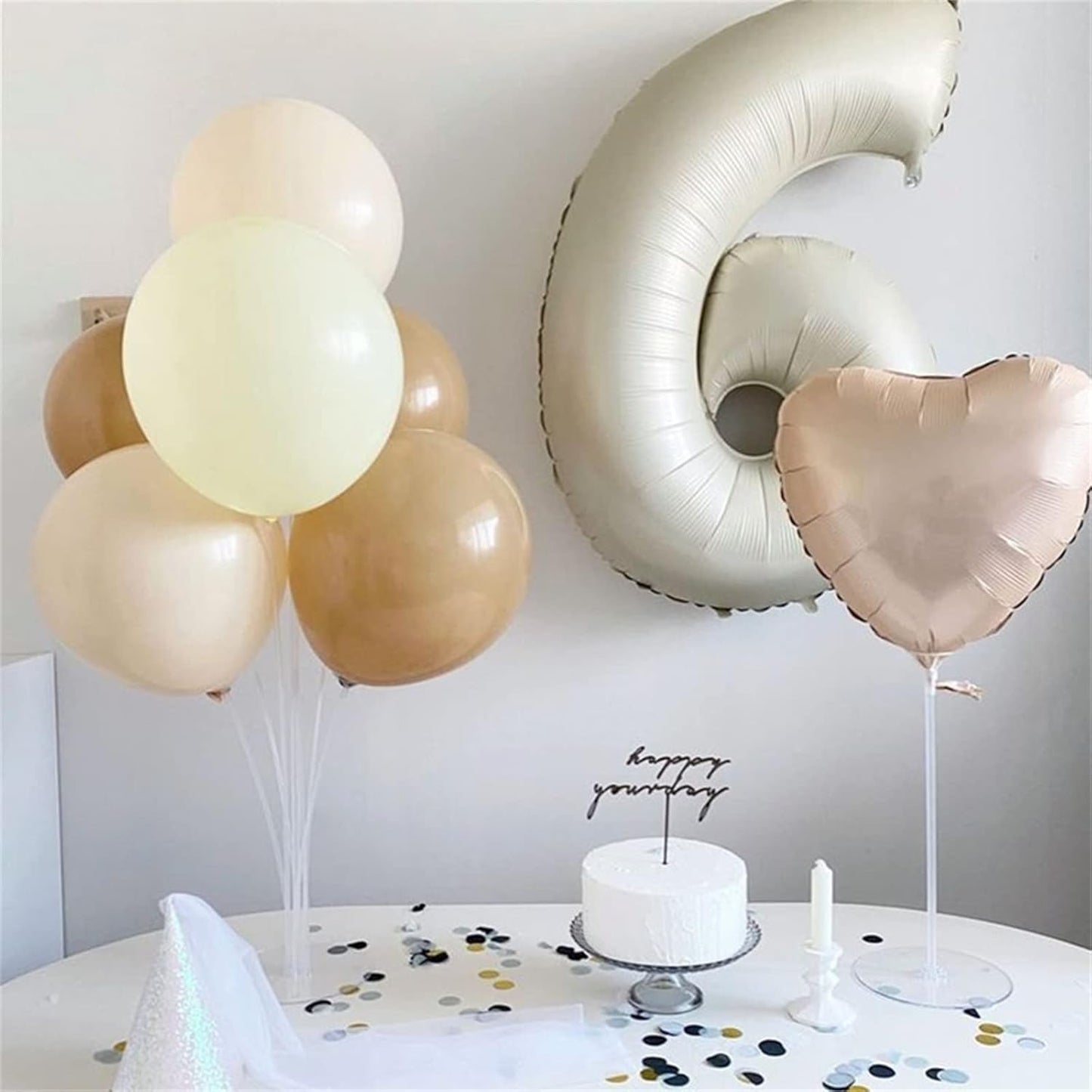 Skiennix 60th Birthday Balloons - 40 Inch Giant Beige Foil Self-Inflating 6 & 0 Helium Balloons for Party Decor