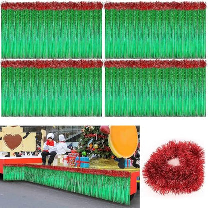 Crowye 20 Pcs Christmas Parade Float Decor Kit with Green Table Skirt and Red Garland