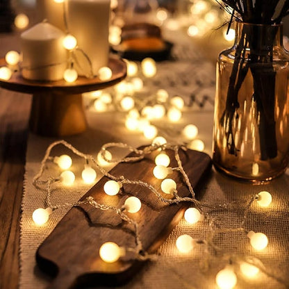 Warm White 20ft USB Powered Globe String Lights — 40 LED Fairy Lights for Indoor Outdoor Decor
