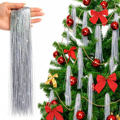 6000 Silver Icicle Tinsel for Christmas Tree - 18" Holiday Decor