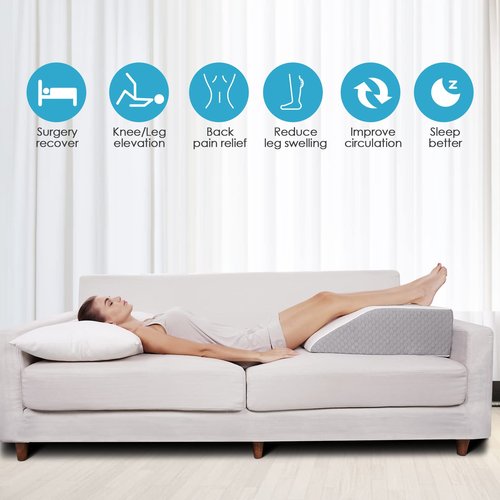 Forias 8" H Leg Elevation Pillows for After Surgery Swelling, Memory Foam Bed Wedge Pillow Leg Elevated for Back Sleeping Lower Back Sciatica Knee Hip Ankles Pain Relief, White