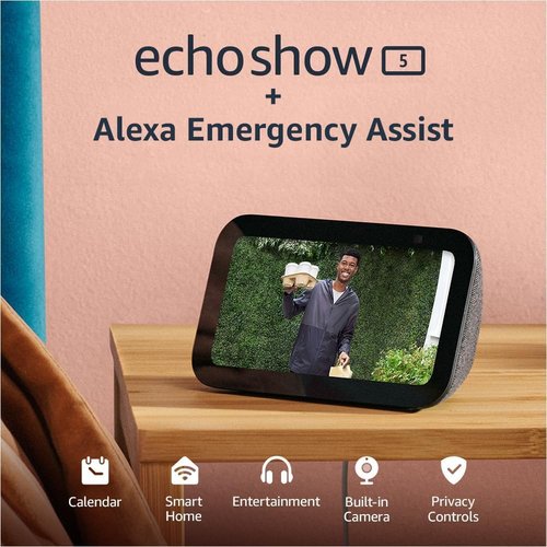 Echo Show 5 by Amazon - Smart Display with Alexa - Enhanced Bass & Clear Sound - Charcoal Color
