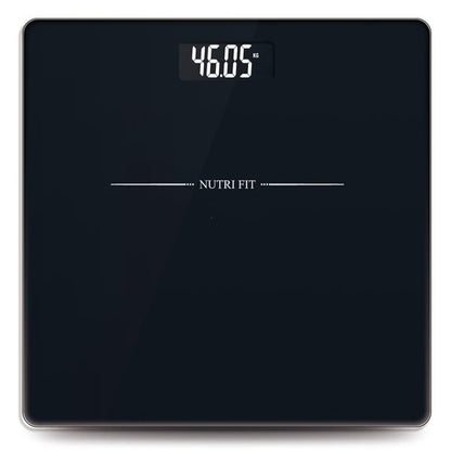 NUTRI FIT Digital Bathroom Scale for Body Weight Loss Watchers Electri Scales, 50g/0.1lb Discrepancy, Clear Backlit LCD Display and Step-On Techhology, 2*AAA Batteries Included, 330lb/150kg, Jet Black