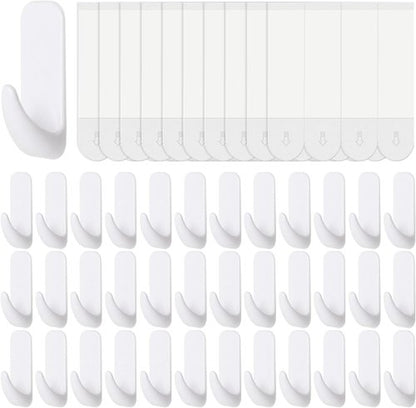 JulyWind Heavy Duty Wall Hooks - 35PCS Towel Hangers with 40 No-Damage Adhesive Strips | Dorm Essentials for Coats, Hats, and Wreaths