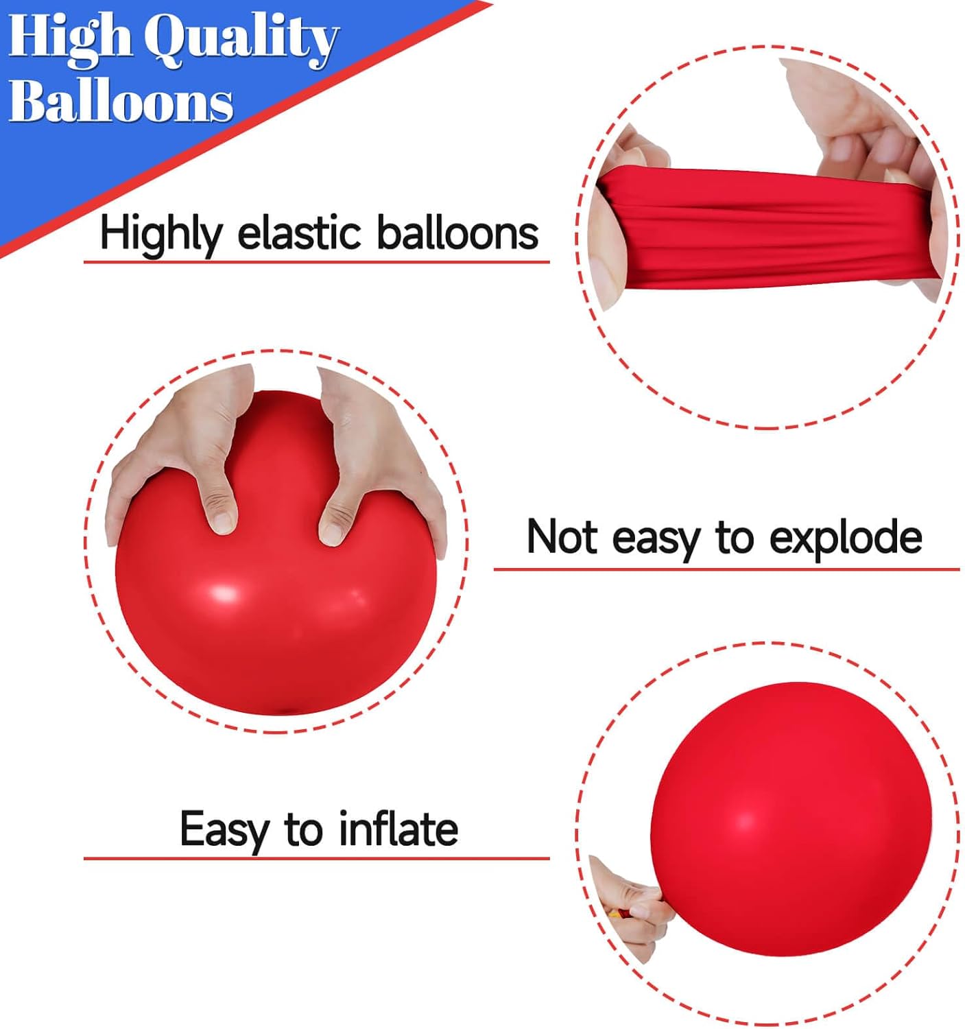 Red White Blue Latex Balloons - 12 Inch Patriotic Confetti Balloons | 68 Pack for 4th of July & Celebrations