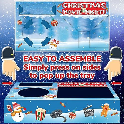 Christmas Movie Night Snack Trays and Popcorn Bags - Red Variation (36 pcs)