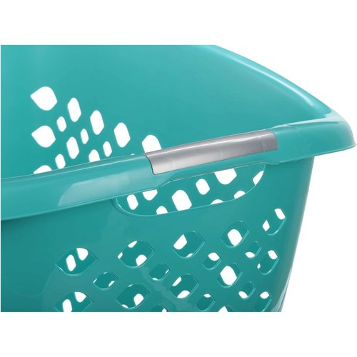 1.8 Bushel Laundry Basket, Portable Plastic Clothes Organizer with Built-In Handles, Ventilation Holes, Large Capacity Laundry Basket for Closet Dorm Laundry Room Bedroom (Teal)