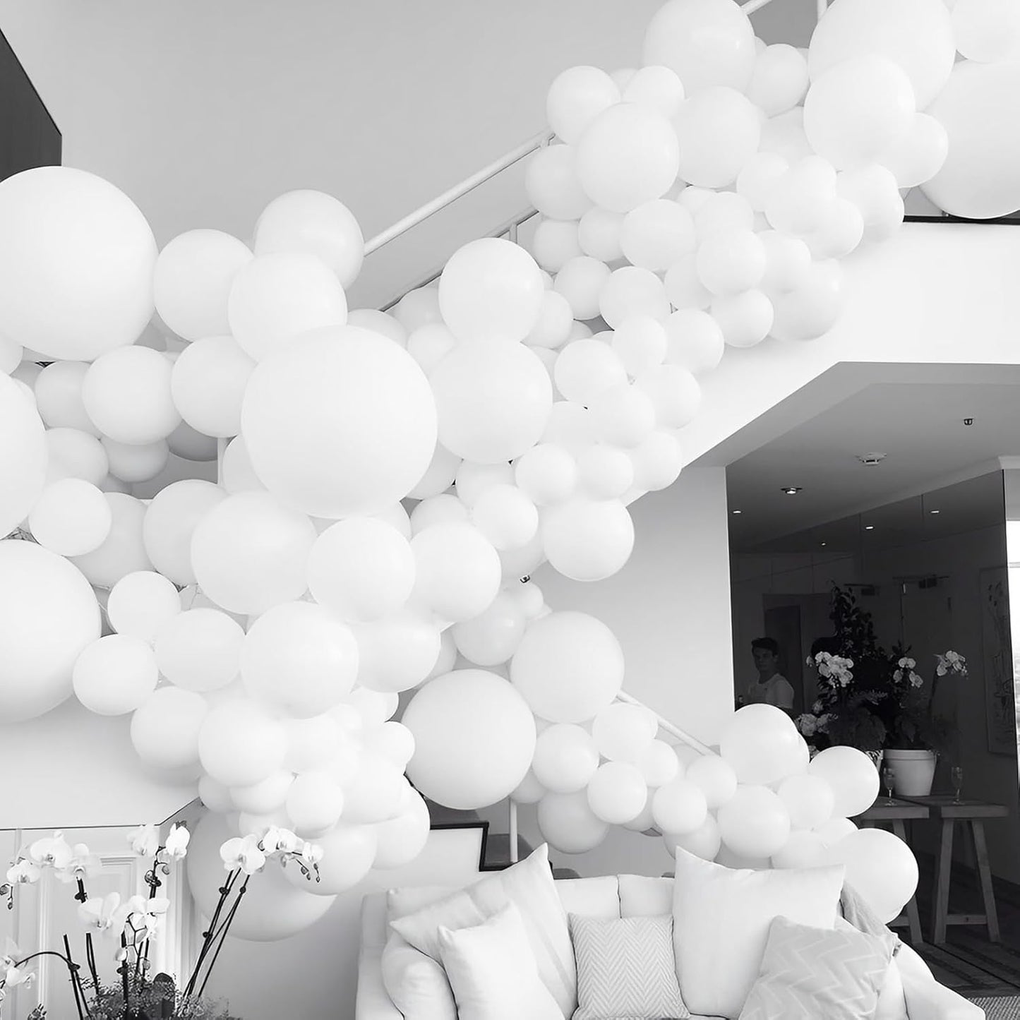 Voircoloria 12-Inch Matte White Balloons - 110 Pack for Weddings, Birthdays, and Celebrations