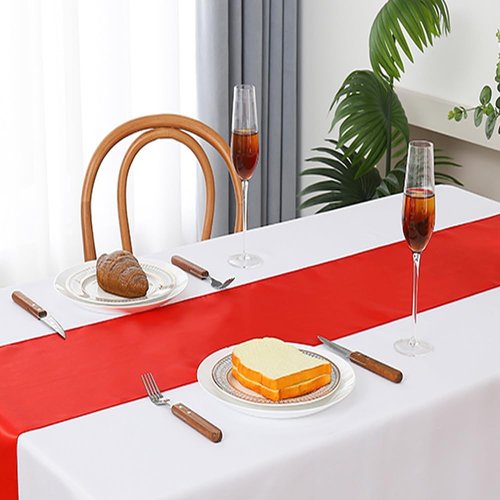 10 Pack Satin Red Table Runners - 12 x 108 Inches for Weddings, Parties & Events | Elegant Table Decorations