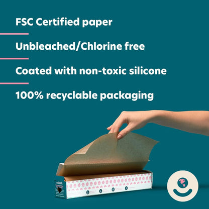 Parchment Paper by For Good | 24 Pre-Cut Half Sheets - Unbleached, Non-Toxic & Oven-Safe