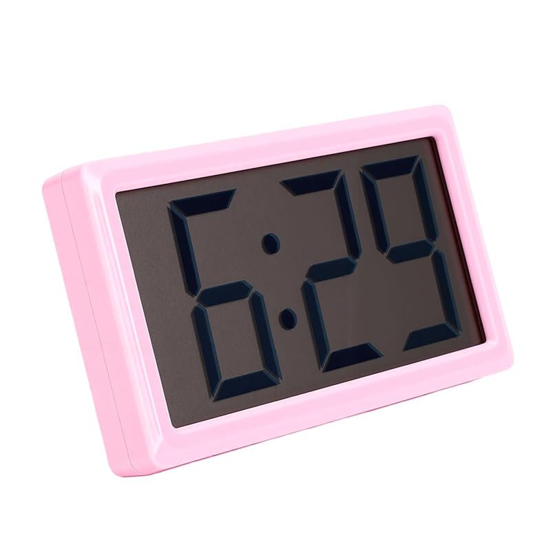 Pink Digital Clock with Magnetic/Desktop Installation, Battery Powered, 12-Hour Display