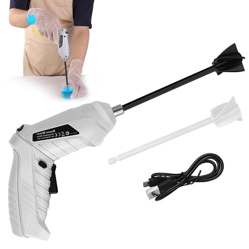 Cordless Hand Mixer, Handheld Resin Mixer, Brushless impusion Lithium Electric Drill, Rechargeable Hand Drill, Epoxy Resin Mixer with 2 Paddles