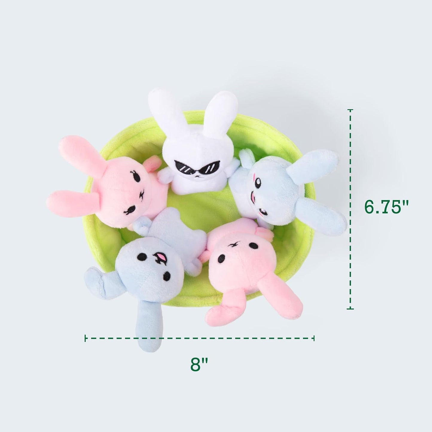 WHAT DO YOU MEME? Emotional Support Bunnies - Cuddly Plush Toys for All Ages | Set of 5 with Basket