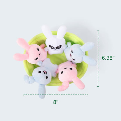 WHAT DO YOU MEME? Emotional Support Bunnies - Cuddly Plush Toys for All Ages | Set of 5 with Basket