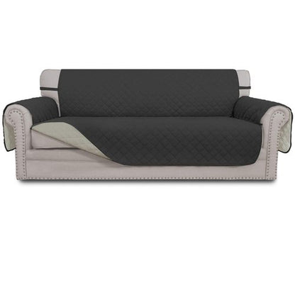 Easy-Going Reversible Couch Cover for 3 Cushion Couch Sofa Cover for Dogs Water Resistant Furniture Protector Cover with Foam Sticks Elastic Straps for Pet Cat (Sofa, Darkgray/Beige)