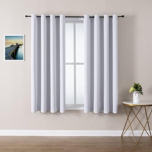 ChrisDowa Grommet Blackout Curtains - Thermal Insulated Room Darkening Panels (Greyish White, 52W x 45L)