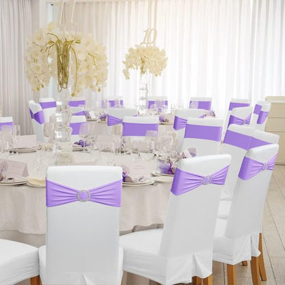 Babenest Spandex Chair Sashes - 100PCS Premium Stretch Covers with Buckle Slider for Weddings & Events | Purple