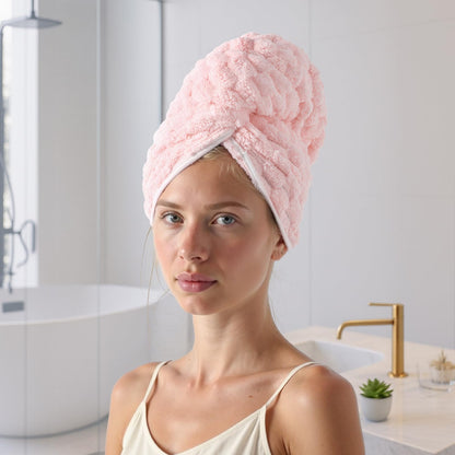 REDKISS 3 Pack Microfiber Hair Towels - Extra Large Hair Towel Wrap for Women, 24x42 inch Hair Towels with Elastic Strap, Super Soft Hair Drying Towels for Long, Thick, Curly Anti Frizz Turbans
