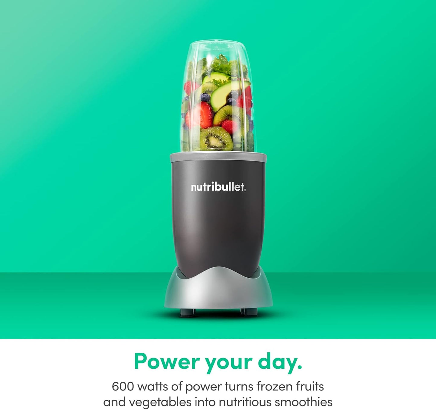Nutribullet Personal Blender - 600 Watt for Smoothies & Shakes | 24 Ounces, Gray, NBR-0601WM