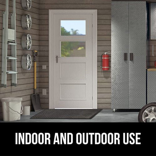 GORILLA GRIP 100% Waterproof All-Season WeatherMAX Doormat 35x23, US Designed Natural Rubber, Stain and Fade Resistant, Low Profile Indoor Outdoor Door Mats, Easy Clean Patio Mat, Gray Diamond