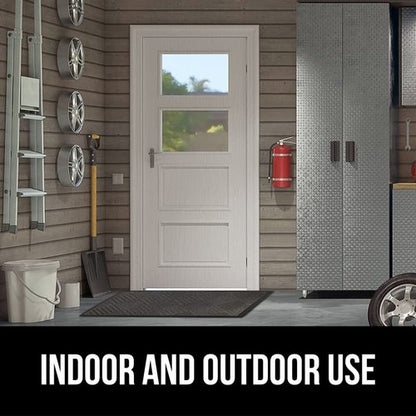 GORILLA GRIP 100% Waterproof All-Season WeatherMAX Doormat 35x23, US Designed Natural Rubber, Stain and Fade Resistant, Low Profile Indoor Outdoor Door Mats, Easy Clean Patio Mat, Gray Diamond