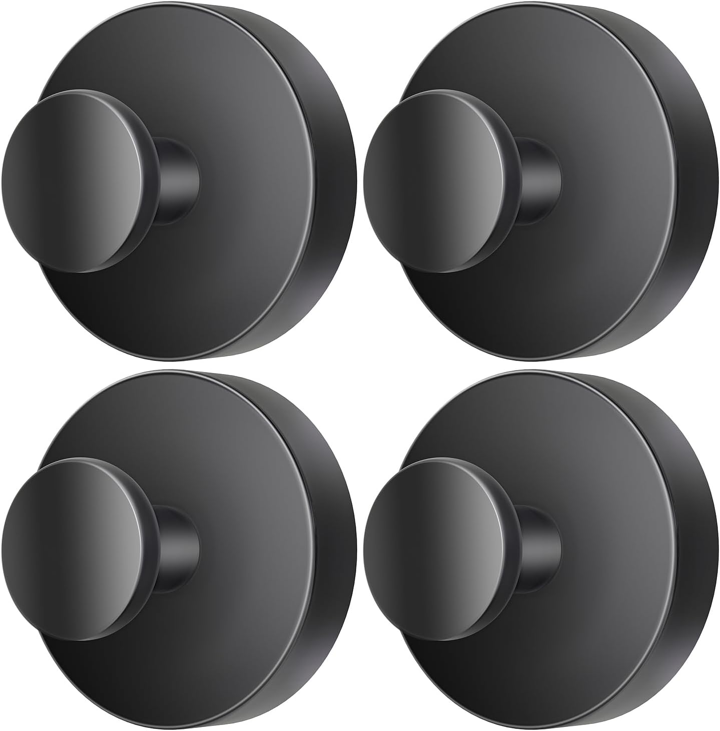 Skiennix Drill-Free Suction Cup Hooks - Stainless Steel for Shower & Bathroom | 4 Pack, Black