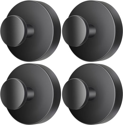 Skiennix Drill-Free Suction Cup Hooks - Stainless Steel for Shower & Bathroom | 4 Pack, Black