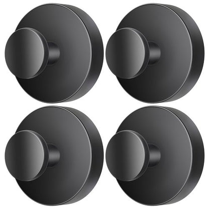 SOCORIA 2026 Upgraded Drill-Free Suction Cup Hooks, Stainless Steel Suction Cup Hooks for Shower, Mirror, Wall, Bathroom, Glass, Hanging Towels - 4 Pack, Black