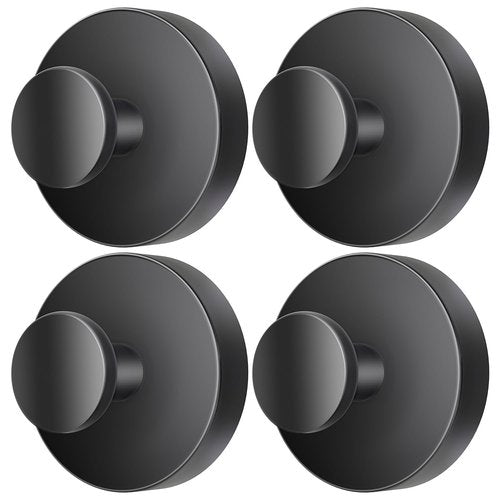 SOCORIA 2026 Upgraded Drill-Free Suction Cup Hooks, Stainless Steel Suction Cup Hooks for Shower, Mirror, Wall, Bathroom, Glass, Hanging Towels - 4 Pack, Black