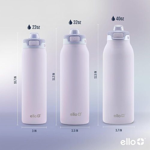 Ello Pop & Fill Insulated Stainless Steel Water Bottle - Quick Fill Lid, Leakproof, BPA-Free | 22oz, 32oz, 40oz