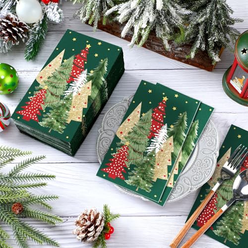 Christmas Tree Napkins Bulk 200 Pieces Holiday Disposable Paper Towels