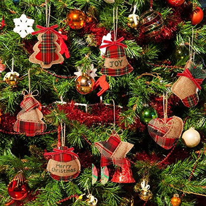 Fresh 24 Pcs Burlap Christmas Ornaments Set with Mini Stockings & Rustic Decorations