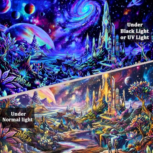 UV Reactive Galaxy Space Tapestry Wall Hanging 59x51in - Starry Sky Universe