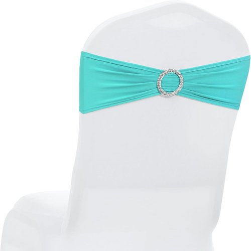 MDS Spandex Chair Sashes - Premium Stretch Covers with Buckle Slider | Universal Fit for Weddings & Events - Aqua Blue