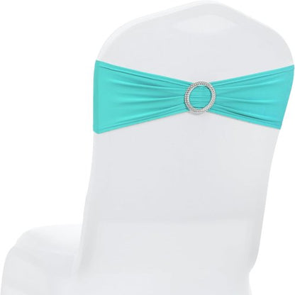 MDS Spandex Chair Sashes - Universal Fit Elastic Stretch Bands with Buckle for Weddings | Aqua Blue, Pack of 150