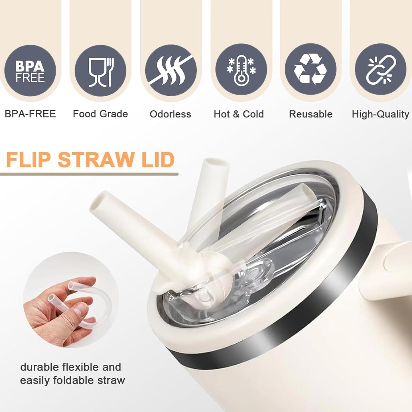 Stanley | 40 oz Flip Straw Leak-Proof Lid Replacement - No Spill Cover for H2.0 Quencher