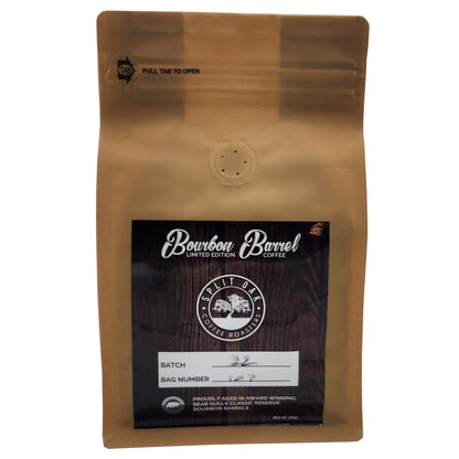 Organic Bourbon Barrel Roasted Coffee Beans 10oz, Limited Edition Barrel Aged to Perfection Whole Beans, Single Origin, Medium Roast Award Winning by Split Oak Coffee Roasters