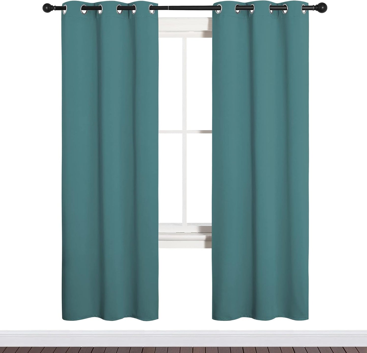 NICETOWN Blackout Curtain Panels - Thermal Insulated Draperies in Sea Teal | 34x72 Inches, One Pair
