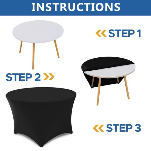 Enjoyidea Fitted Table Cloth Round Cover 6ft-Spandex Elastic Table Covers 6 Pack 72 Inch-Black Small Stretch Folding Tablecloth for Weddings Banquets Restaurant Event Parties Vendor Stand Tables