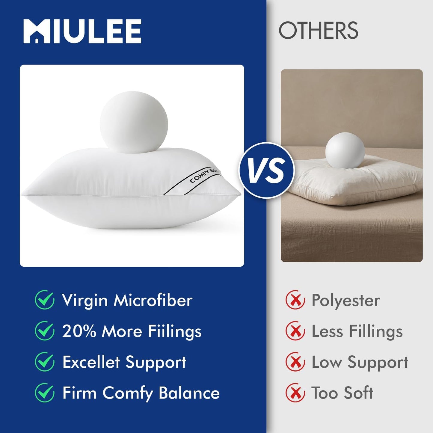 MIULEE 18x18 Inch Pillow Inserts - Pack of 4 Comfy Down Alternative Throw Pillows for Sofa & Bed