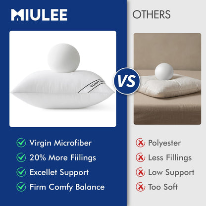 MIULEE 18x18 Inch Pillow Inserts - Pack of 4 Comfy Down Alternative Throw Pillows for Sofa & Bed
