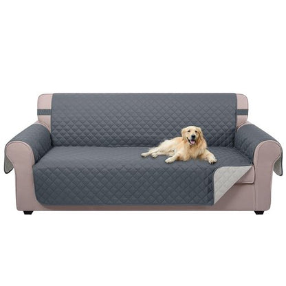 U-NICE HOME Reversible Sofa Cover Couch Cover for Dogs with Elastic Straps Water Resistant Furniture Protector for Pets Couch Cover for 3 Cushion Couch (Sofa, Dark Blue/Light Grey)