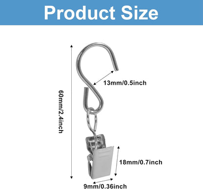 Skiennix Stainless Steel S Hooks - 50 Pack 2.4 Inch Clips for Hanging Lights & Home Decor