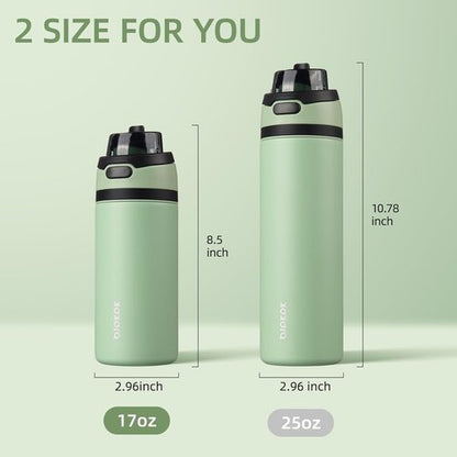 BJPKPK 17oz Insulated Water Bottle - BPA-Free Stainless Steel with Straw Lid & Carry Handle | Macaron Green
